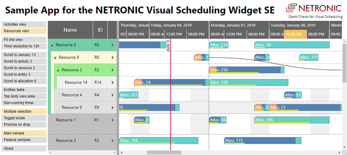 Visual Scheduling Widget Sample App